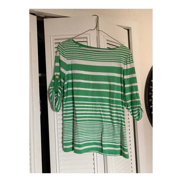Stylish Striped Green Shirt w/ mid length Sleeves - Picture 2 of 5